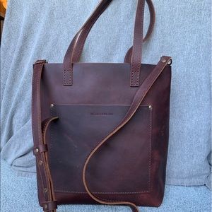 Portland Leather Goods Crossbody Tote in Grizzly